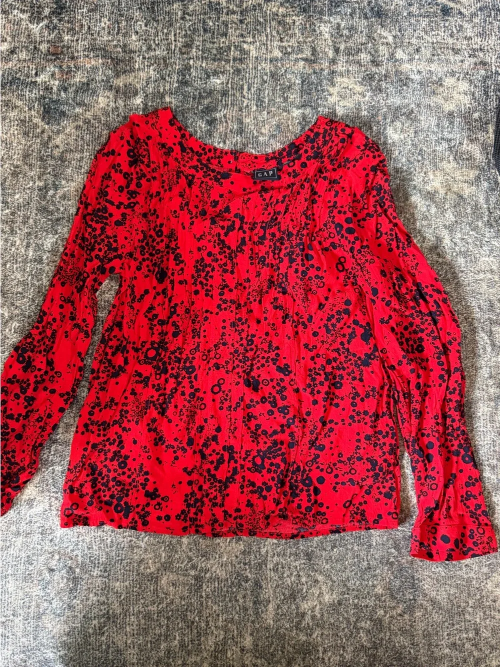 J. Crew Red and Black Floral Blouse